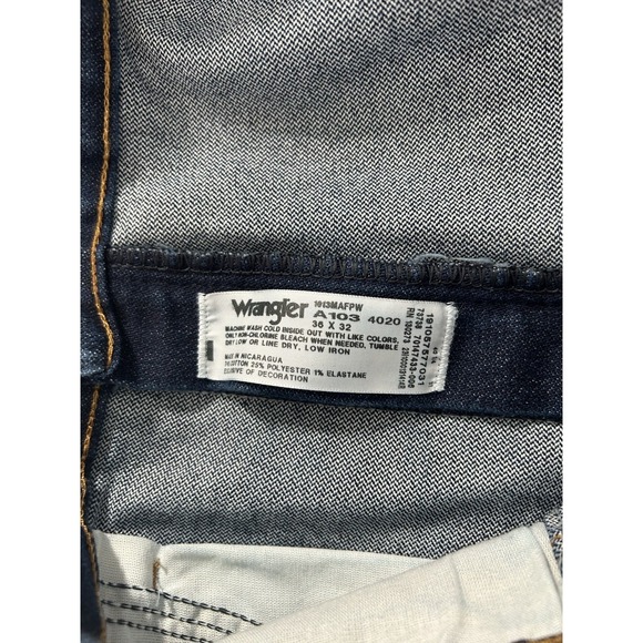 Wrangler 13MWZPW Cowboy Cut Original Fit Jeans 36x32 Dark Wash Stretch - Picture 4 of 5